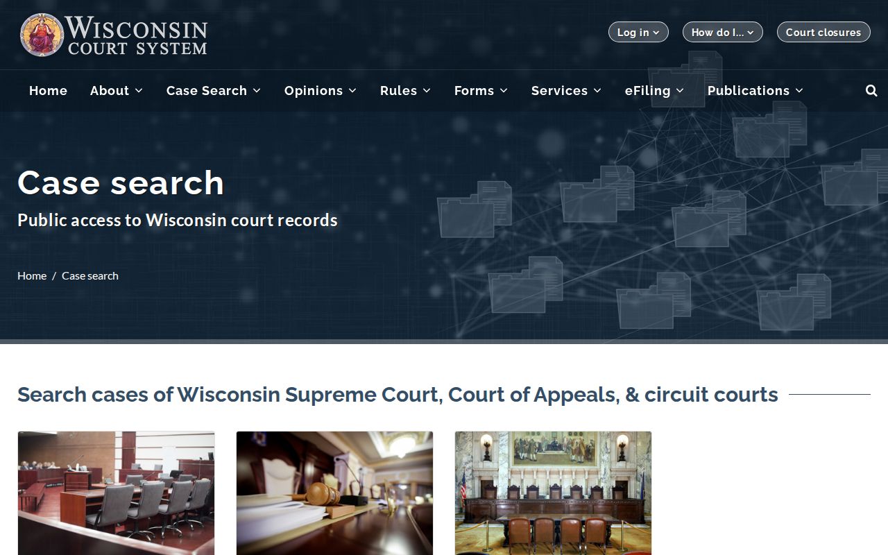 Wisconsin Circuit Court public case-search page